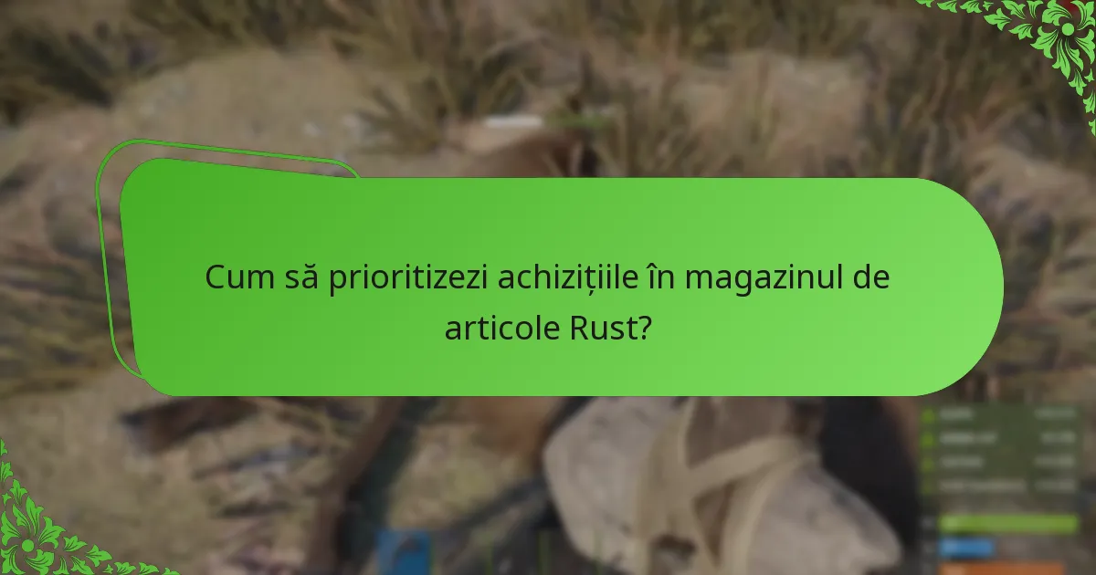 Cum să prioritizezi achizițiile în magazinul de articole Rust?